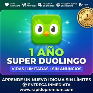 🦉 Duolingo Super 1 Año | Vidas Ilimitadas Sin Anuncios ⚡